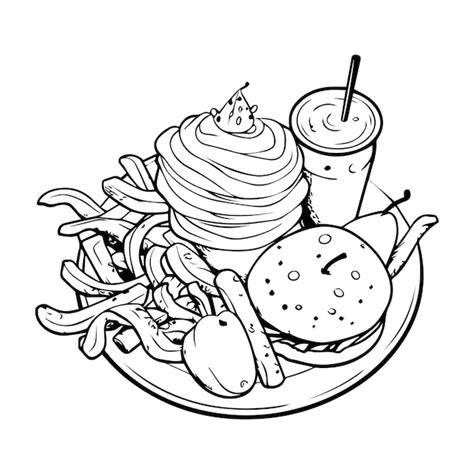 Premium Vector Hand Drawn Fast Food In Doodle Style