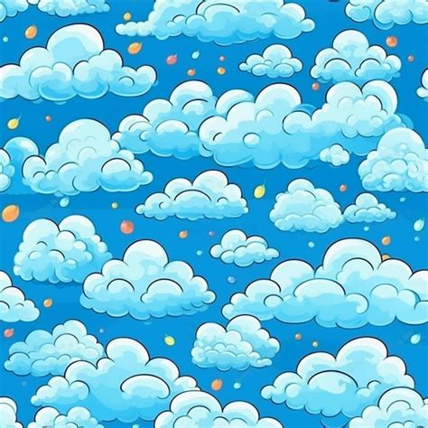 Nubes De Dibujos Animados Fondo Sin Costuras Con Cielo Azul Y Estrellas