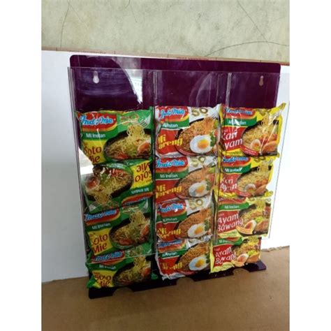 Jual Rak Tempat Indomie Akrilik Ukuran Belakang 40x50 Ukuran Depan