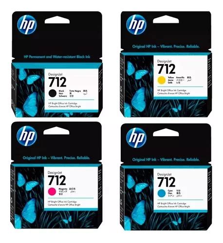 Combo 4 Cartucho Tinta Hp 712 Negro Cian Mag Amaril Estandar Envío gratis