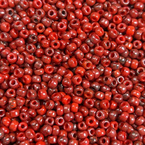 Kelliesbeadboutique 8 0 Miyuki Matte Opaque Cherry Red Picasso