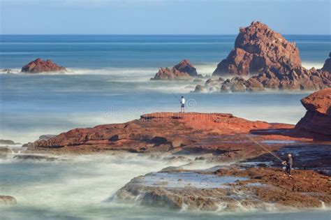 People Are Fishing On The Coast Of The Atlantic Ocean Stock Image