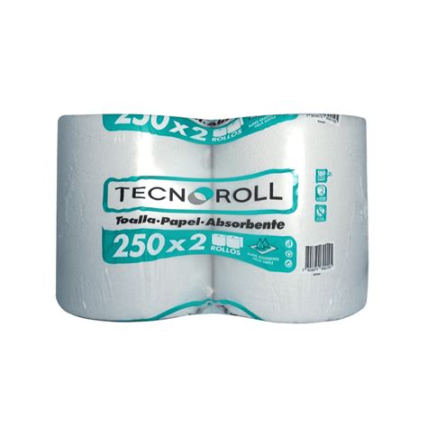 Toalla De Papel Tecnoroll Jumbo Hoja Simple 2 Rollos 250 M