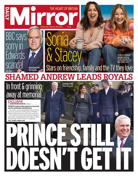 Daily Mirror Front Page Th Of February Tomorrow S Papers Today