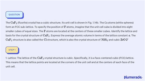 SOLVED The CaF2 Fluorite Crystal Has A Cubic Structure Its Unit