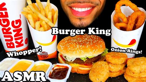 ASMR BURGER KING MUKBANG 먹방 CHICKEN NUGGETS FRIES ONION RINGS WHOPPER