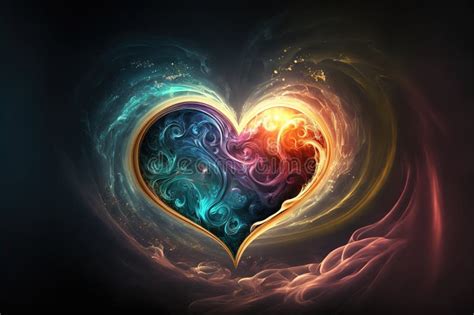 Ethereal Spiritual Heart With Colourful Energy Swirling Over It S