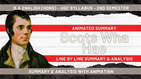 Scots Wha Hae By Robert Burns Line By Line Summary Ba English Honor