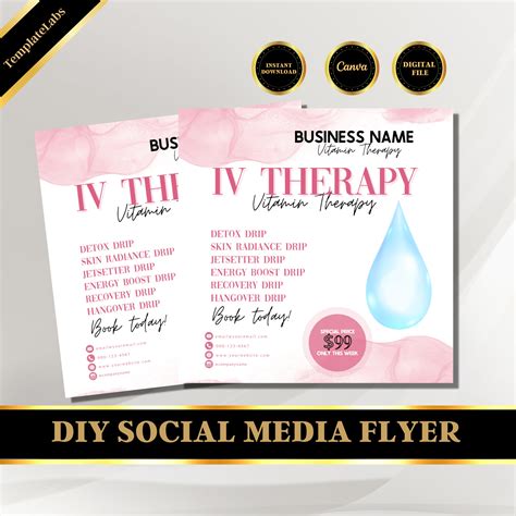 Iv Drip Business Iv Therapy Template Social Media Flyer Iv Hydration