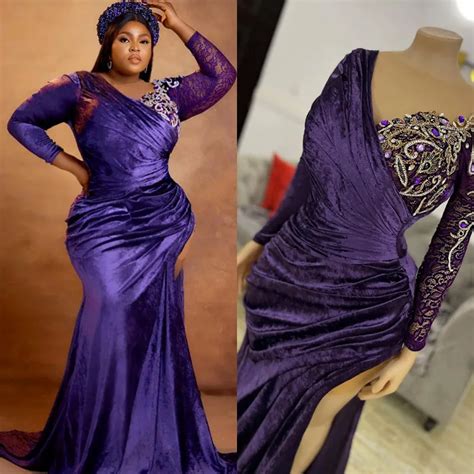 Velvet Purple Plus Size Purple Prom Dresses 2023 With Rhinestones And Beaded Details Perfect For