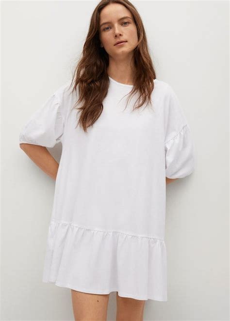 Mango Puffed Sleeves Cotton Dress