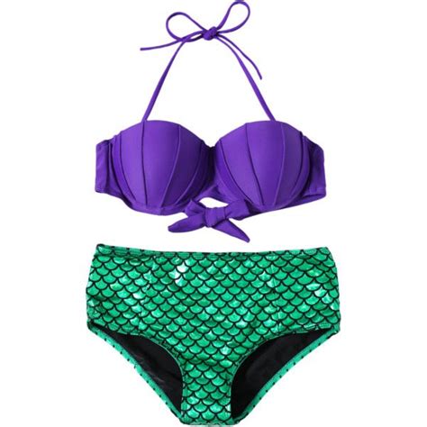 Fish Scale Halter Mermaid Bikini Set Liked On Polyvore Featuring