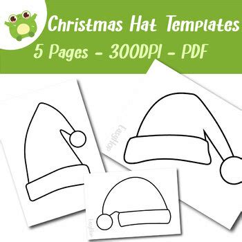 Christmas Hat Set Holiday Templates Printable Set 5 Pages for Creative ...