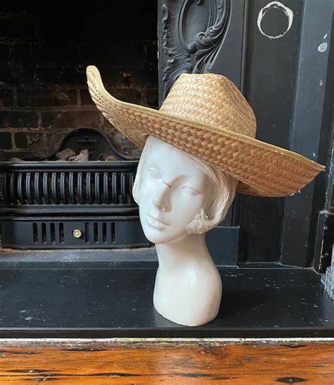 Vintage Woven Straw Cowboy Hat - Gem