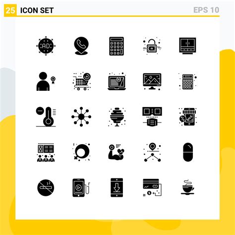 25 Thematic Vector Solid Glyphs And Editable Symbols Of Drawer Cabinet