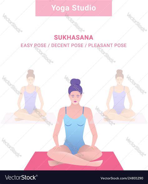 Sukhasana Easy Pose Yoga Royalty Free Vector Image