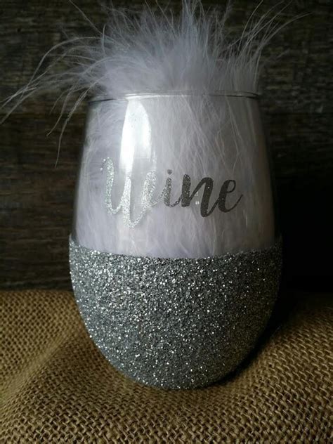 Glitter Wine Glass Silver Glitter Stemless Wine Fancy Wine