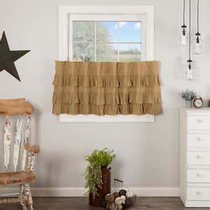 VHC BRANDS Simple Life Ruffled Flax 36 In W X 24 In L Light Filtering