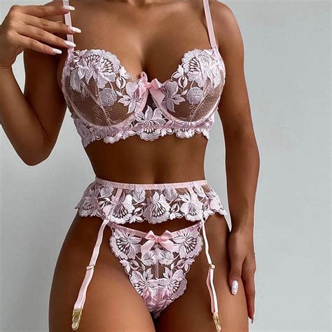 Sexy Suti E Calcinha Conjunto Lingerie Renda Transparente Er Tico