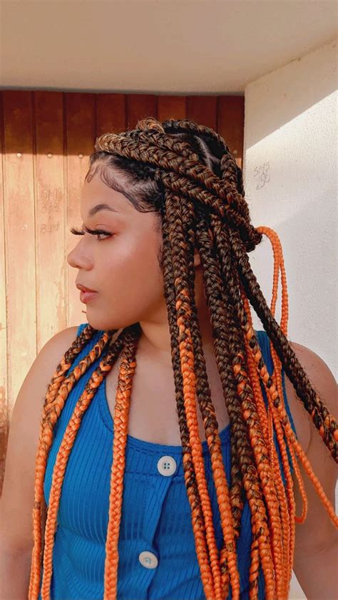 Knotless Braids 🧡 • Box Braids Coloridas InspiraÇÃo TranÇas TranÇa