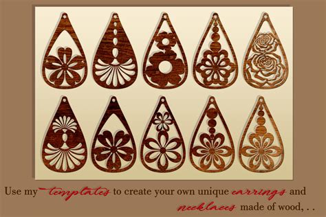 Teardrop Leather Earring Svg Flowers Wood Earrings Svg 719055 Hand