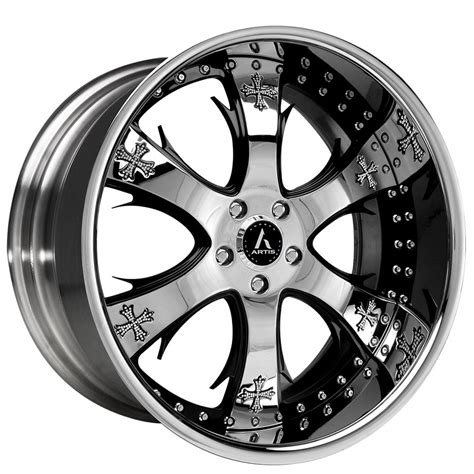 24 Artis Forged Wheels Cruces Chrome With Black Face And Chrome Lip