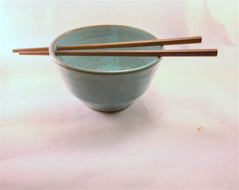 Turquoise Noodle Rice Bowl With Chopsticks Etsy Bowl Rice Bowls