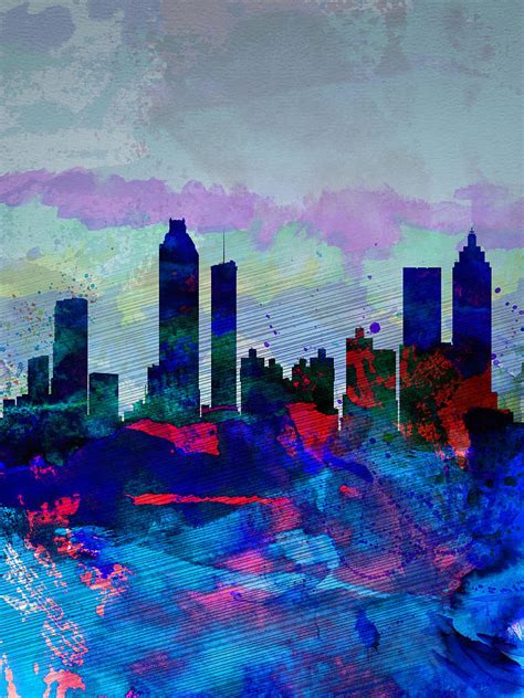 Atlanta Watercolor Skyline Painting By Naxart Studio Fine Art America