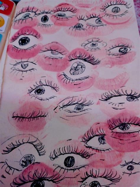 Art Lipstick Kiss Eyes Kisses Lip Drawing Paper Drawing Paper Art