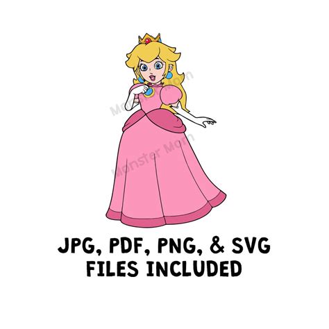 Mario Peach LAYERED SVG Peach SVG Peach Png Peach Cut File Princess