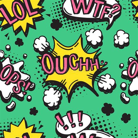 Hand Drawn Seamless Pattern With Speech Bubbles For Text Vector Pop Art Background And Words