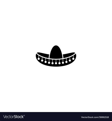 Sombrero Mexican Hat Black Icon Flat Logo Vector Image