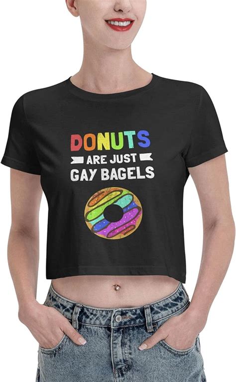 Funny Donut Are Just Gay Bagels LGBTQ Pride Women Summer Fashion Short