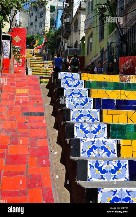 Lapa Rio de Janeiro Brazil Escadaria Selarón Selaron s Staircase Stock