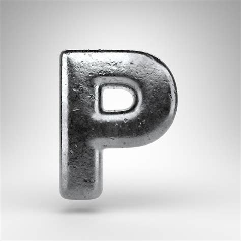 Premium Photo Letter P Uppercase On White Background Iron 3d