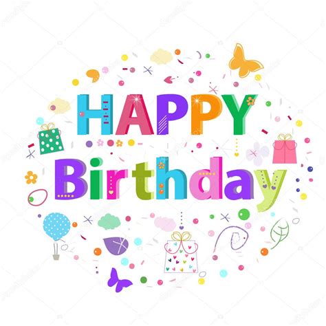 Happy Birthday Lettering Text Colorful Poster Design Greeting Card Vector Illustration Stock