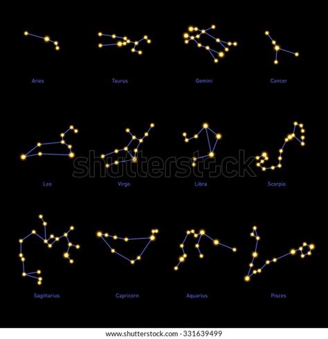 Zodiac Constellations Set Space Stars Vector Stock Vector Royalty Free 331639499 Shutterstock