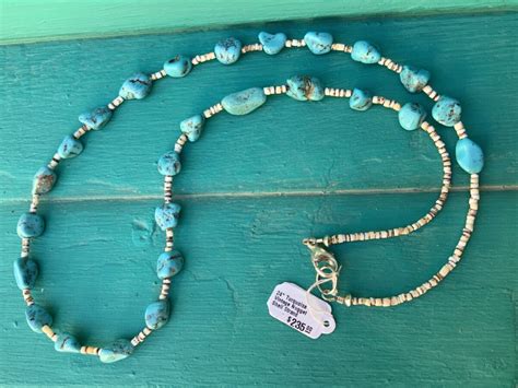 Turquoise Vintage Nugget Shell Strand Necklace Santa Fe Marketplace