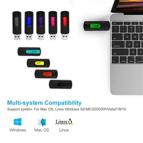 Raoyi 10 Pack 32gb Usb Flash Drives Slide Retractable Memory Stick Bulk