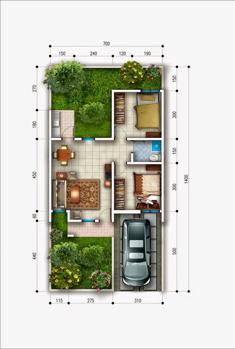 45 Denah Gambar Rumah Type 45 Simple Dan Minimalis