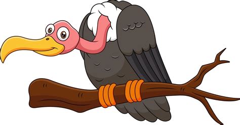 Vector Cartoon Vulture On A Branch 6788446 Vector Art At Vecteezy