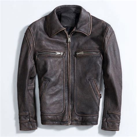 Mens Classic Leather Brando Jacket Biker Motorbike Motorcycle Vintage