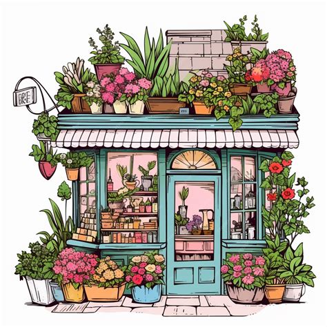 Premium Photo A Sketch Of A Flower Shop With A Sign That Says Flower Shop