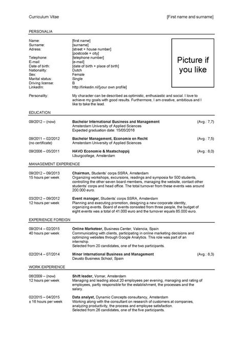 Voorbeeld Cv Curriculum Vitae Vdab