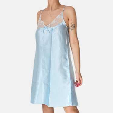 Vintage PASTEL BLUE LINGERIE NIGHTGOWN SLIP DRESS Gem