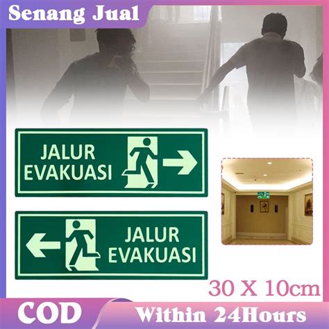 Jual X Cm Jalur Evakuasi Stiker Akrilik Glow In The Dark Shopee