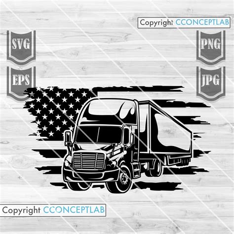 Us Semi Truck Svg Us Truck Svg Truck Cut Files Us Truck Clipart Us