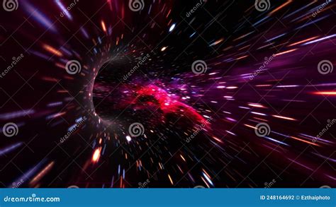 Abstract Dark Red Blue Hyperspace Warp Tunnel Stock Footage Video Of