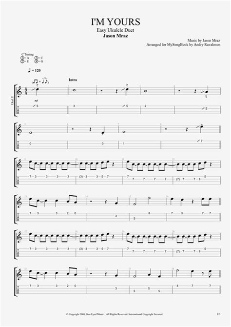 I'm Yours Tab by Jason Mraz (Guitar Pro) - Ukulele Duet | mySongBook