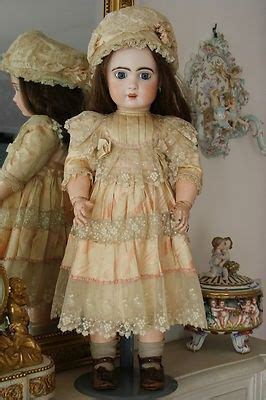 Antique Couturier Silk French Doll Dress Hat Fits Jumeau Bru Steiner